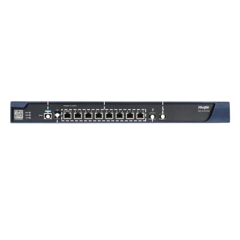 Ruijie network switch panel with multiple Ethernet ports for local network connectivity (back panel view).