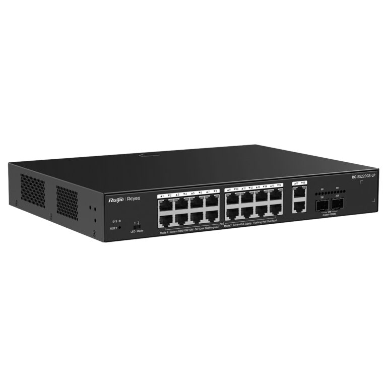 Ruijie network Ethernet switch with multiple front-panel ports and status LEDs (rack-mountable)