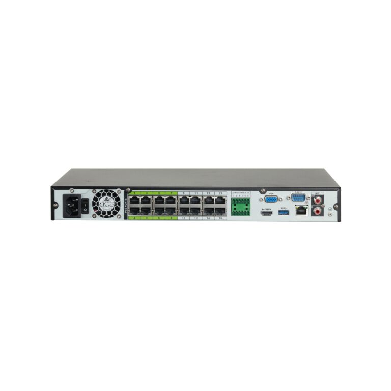 Front view of a 1U network switch with multiple Ethernet ports and a power input on the left side (rack-mountable). Despite the image, the key function is networking.