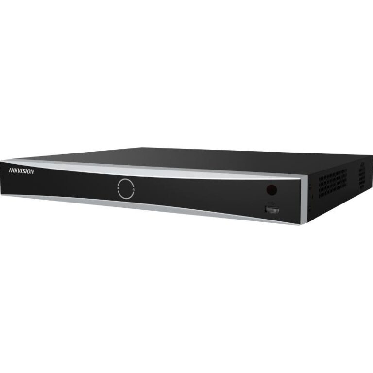 Hikvision DVR front panel with round control knob and USB port on the right side.