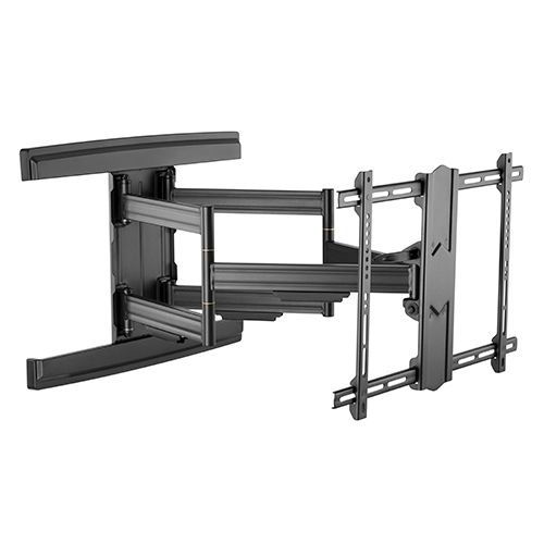 Articulating wall mount for a flat-screen TV with extendable arms and tilt/swivel joints.