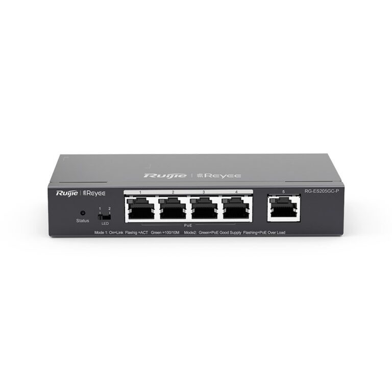 Ruijie RG-ES205GC-P five-port PoE network switch with front-status LEDs